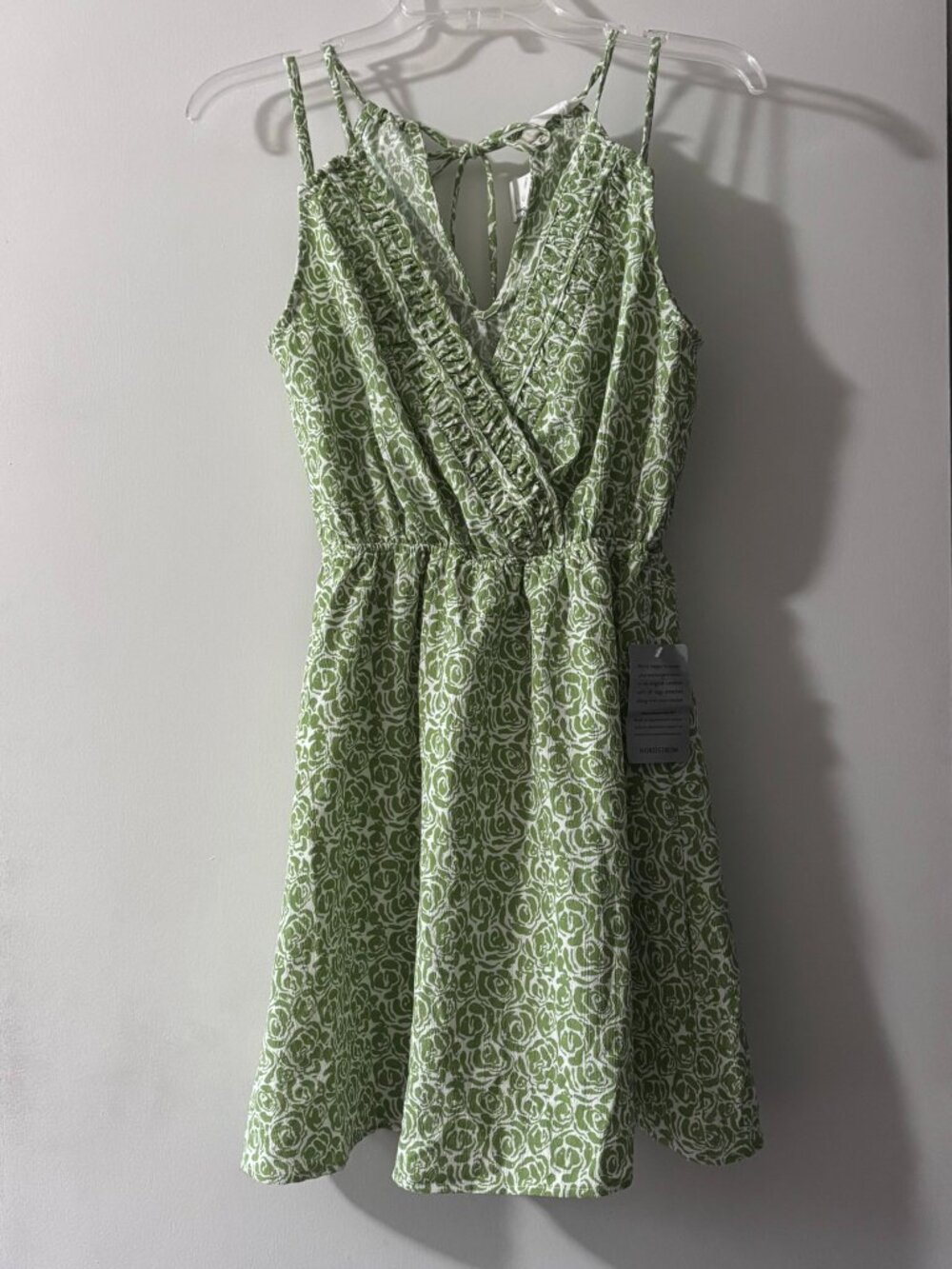 NWT Lush Nordstrom Sage Green White Rose Floral Halter Mini Dress S